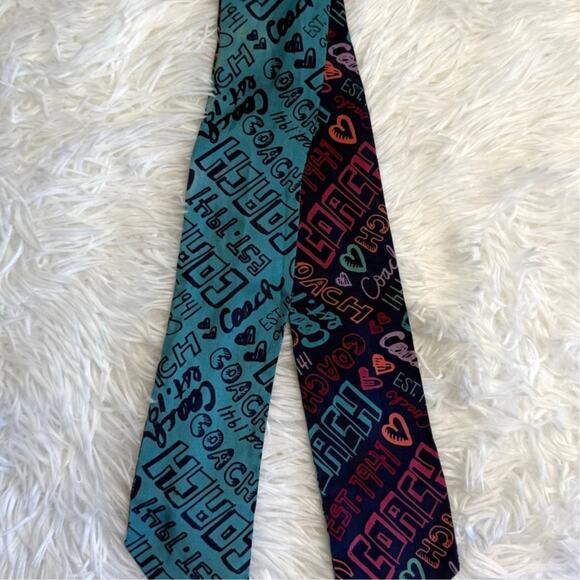 COACH Poppy Blue Silk Bag Scarf - Picture 2 of 5